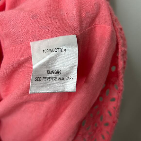 Tyler Boe Isla Eyelet Dress Tea Rose Pink Cotton 3/4 Sleeve Medium - Picture 9 of 11
